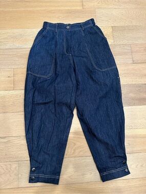 Psophia Vazquez De Castro 36 Barrel Jeans Pants Blue Indigo Women’s 25x24